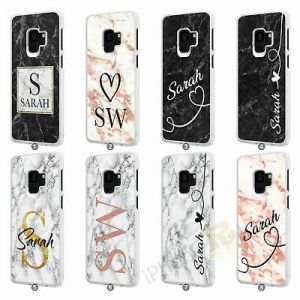 Personalised Marble Phone Case Cover Initial Text Name For Samsung Galaxy 081